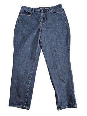 Old Navy High-Rise O.G. Straight Jeans Womens 14 Blue Dark Wash Stretch Denim